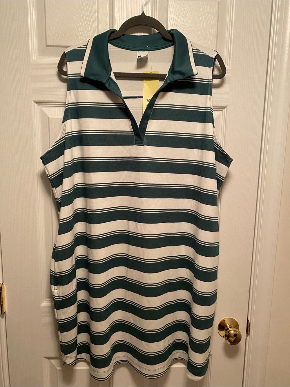 all in motion Green and White Sleeveless Polo Stripe Dress…size 2X